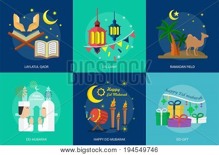 Ramadan and Eid Mubarak Conceptual Design | Set of great flat design illustration concepts for religion, ramadan, islamic and much more.