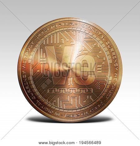 copper veritaseum coin isolated on white background 3d rendering illustration