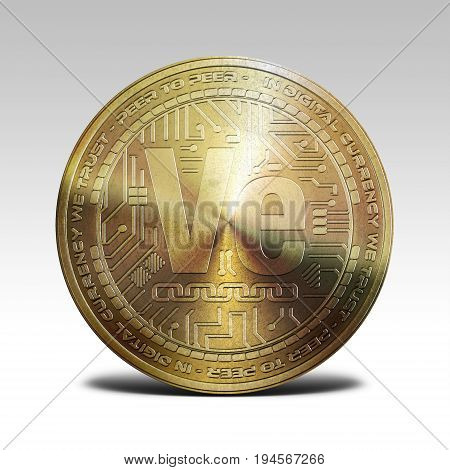 golden veritaseum coin isolated on white background 3d rendering illustration