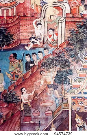 Mural Painting At Wat Phra Singh, Chiang Mai