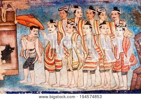Mural Painting At Wat Phra Singh, Chiang Mai
