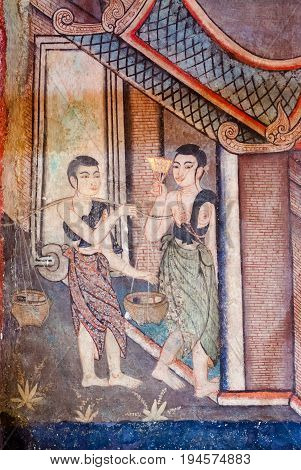 Mural Painting At Wat Phra Singh, Chiang Mai