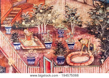 Mural Painting At Wat Phra Singh, Chiang Mai