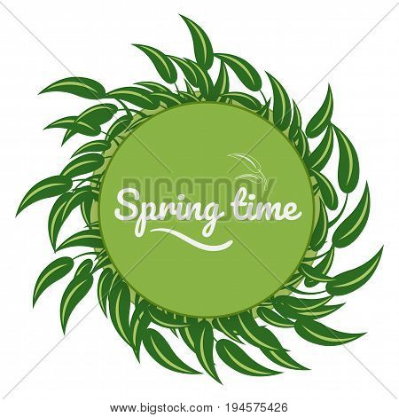 Green leaves around a green background for postcards spring time
