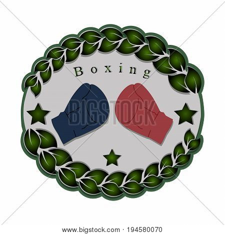 Abstract vector illustration logo sports game boxing, glove ringside for fights boxer on background.
