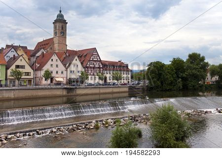 dam on the river Neckar in the Nurtingen in southern Germany