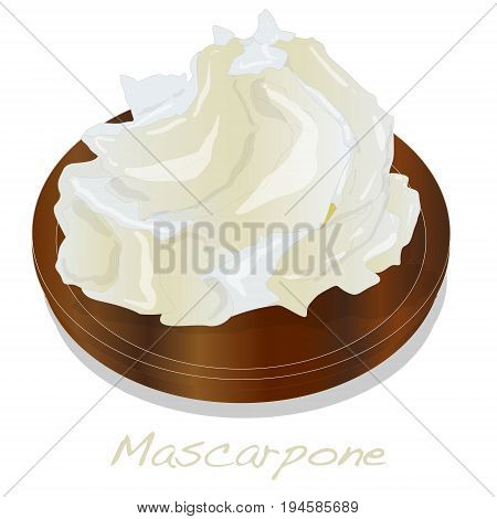 Mascarpone cheese isolated on weed plate .