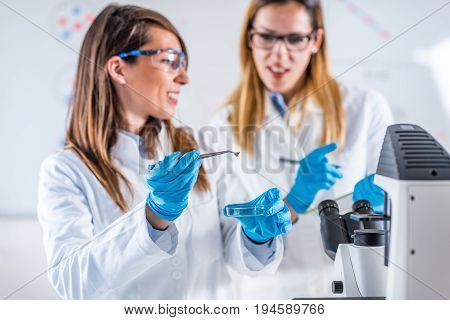 Research In The Lab, Toned Image, Color Image, Two People