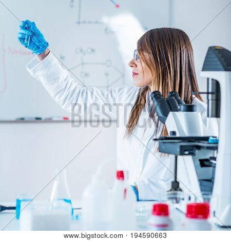 Scientific research in the lab one woman