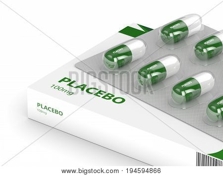 3D Render Of Placebo Pills Over White