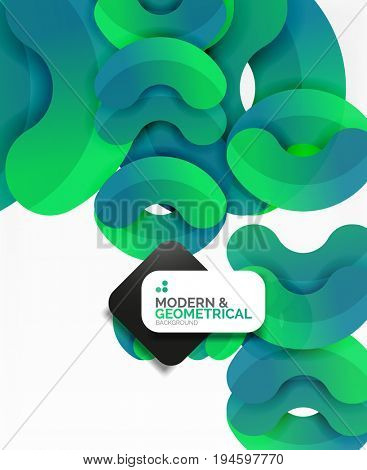 Abstract color geometric round shapes on white - elements with shadow, colorful composition