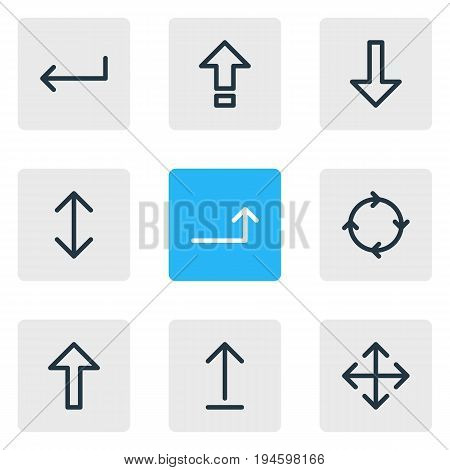 Vector Illustration Of 9 Sign Icons. Editable Pack Of Up, Turn, Circle And Other Elements.