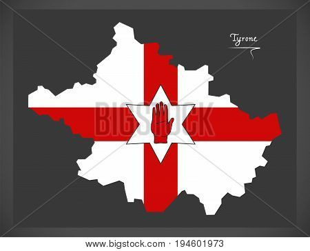 Tyrone Northern Ireland Map With Ulster Banner National Flag Illustration
