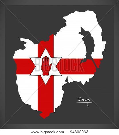Down Northern Ireland Map With Ulster Banner National Flag Illustration
