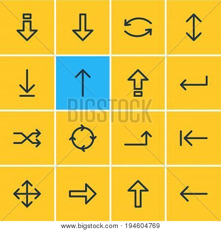 Vector Illustration Of 16 Direction Icons. Editable Pack Of Loading, Exchange, Down And Other Elements.