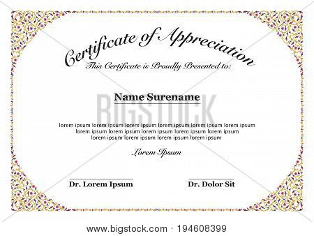 Certificate of Appreciation With Floral style ready for print