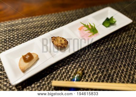 Small dishes in restaurant