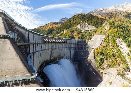 Discharge water from kurobe dam