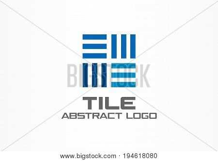 Abstract logo for business company. Corporate identity design element. Construction, industrial Integrated, logistic logotype idea. Square interior tile, rotation connect concept. Colorful Vector icon