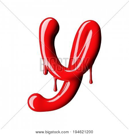 Glossy red letter Y uppercase. 3D rendering font with glint isolated on white background.