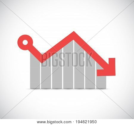 Falling Profits Business Graph Illustration Isolated Over White