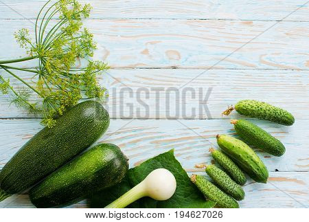 Still Life Of Cucumbers And Other Vegetables