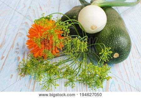 Still Life Of Cucumbers And Other Vegetables