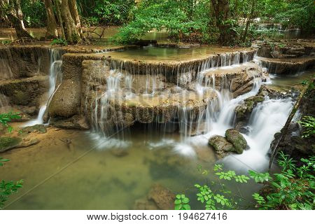 Level 6 Of Huay Mae Kamin Waterfall In Khuean Srinagarindra National Park, Kanchanaburi, Thailand