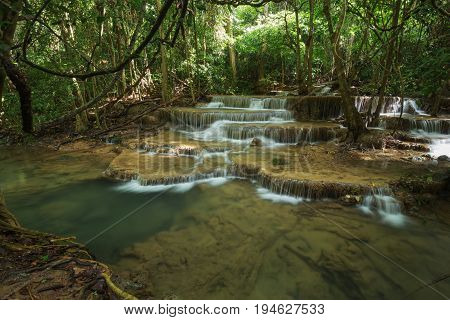 Level 6 Of Huay Mae Kamin Waterfall In Khuean Srinagarindra National Park, Kanchanaburi, Thailand