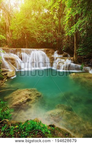 Huay Mae Kamin Waterfall In Khuean Srinagarindra National Park, Kanchanaburi, Thailand