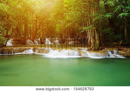Level 2 Of Huay Mae Kamin Waterfall In Khuean Srinagarindra National Park, Kanchanaburi, Thailand