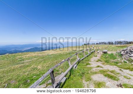 Beautiful landscape mountain and road view of Utsukushigahara is one of the most important and popular natural place in Nagano Japan.