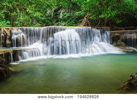 Huay Mae Kamin Waterfall In Khuean Srinagarindra National Park, Kanchanaburi, Thailand