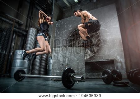 Athletes training in a gym - Functional training workout