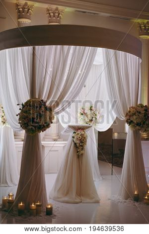 Decorated arches for the wedding romantic ceremony