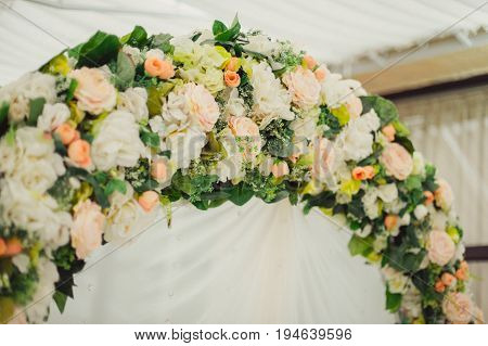 Decorated arches for the wedding romantic ceremony