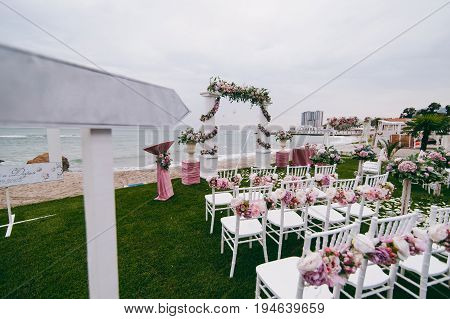 Decorated arches for the wedding romantic ceremony