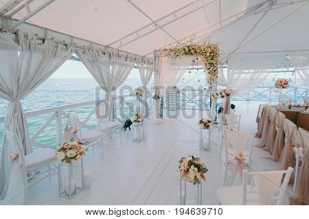 Decorated arches for the wedding romantic ceremony