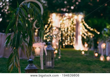 Decorated arches for the wedding romantic ceremony