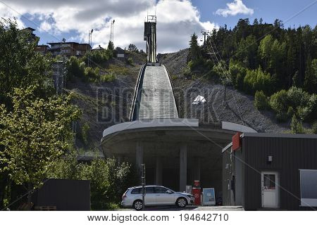 Ski jumping facility in the town Ornskoldsvik in the North of Sweden.