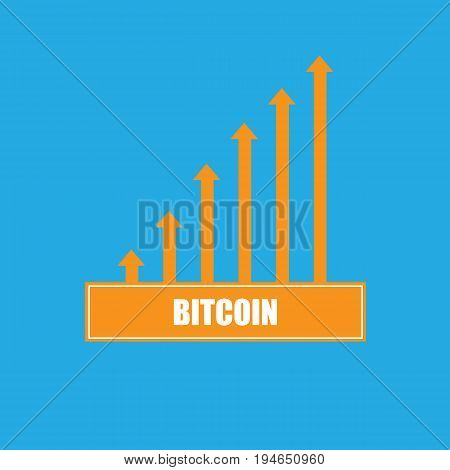 vector bitcoin growth graph on blue background. Bitcoin hype concept vector illusrtation with blank space fo text