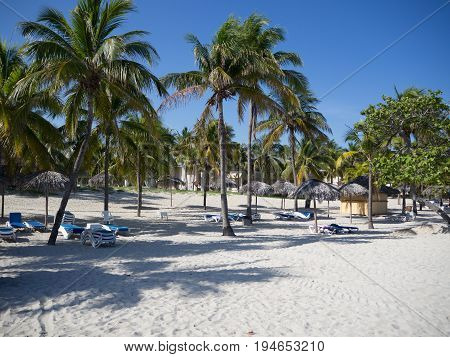White sand beach with transparent sea in varadero in cuba