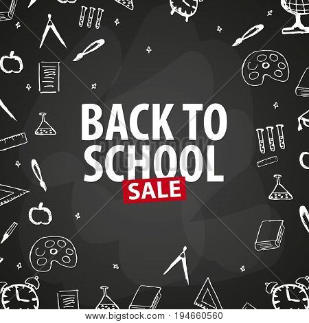 Welcome Back To School Banner With Different School Objects. School Sale Banners And Best Offers.