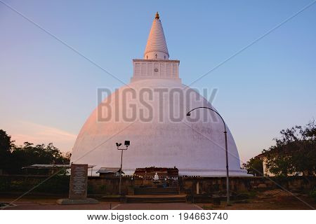 Beautiful evening view of the Mirisawetiya Dagoba in the ancient city of Anuradhapura, Sri Lanka