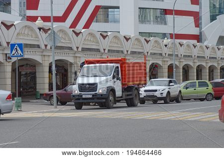 SARANSK, RUSSIA - JULY 08, 2017: GAZon NEXT dump truck on city street.