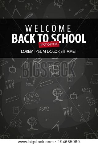 Welcome Back To School Banner With Different School Objects. School Sale Banners And Best Offers.