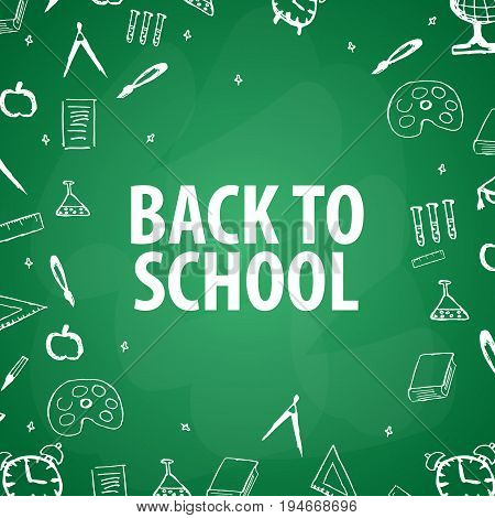 Welcome Back To School Banner With Different School Objects.