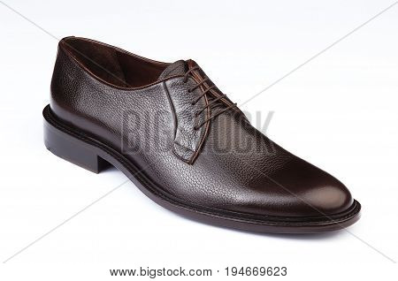 male shoe, black, laced, isolated on white
