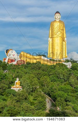 Laykyun Sekkya in Monywa, Myanmar. Bodhi Tataung Standing Buddha is the second tallest statue in the world.