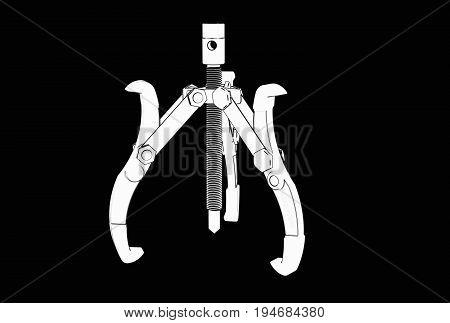 3d illustration of bearing puller isolated on black